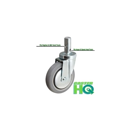 Casterhq 5" UNIVERSAL HAND TRUCK REPLACEMENT CASTER, Thermo Plastic Rubber (TP CB-UHTRC5U